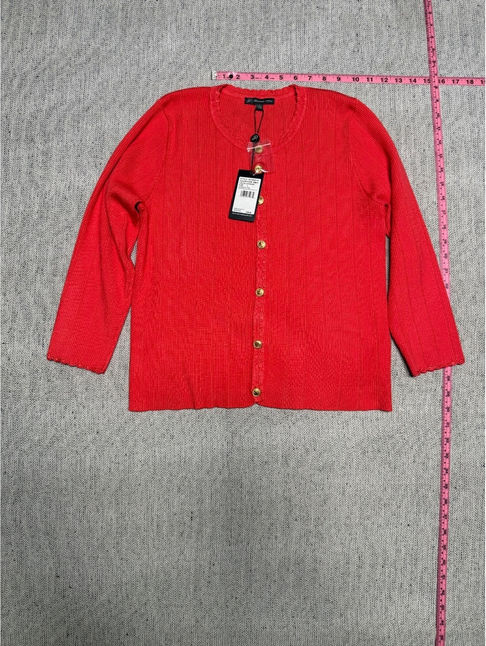 Adrianna Papell Womens Cayenne Red Crew Neck Rib Pointelle L